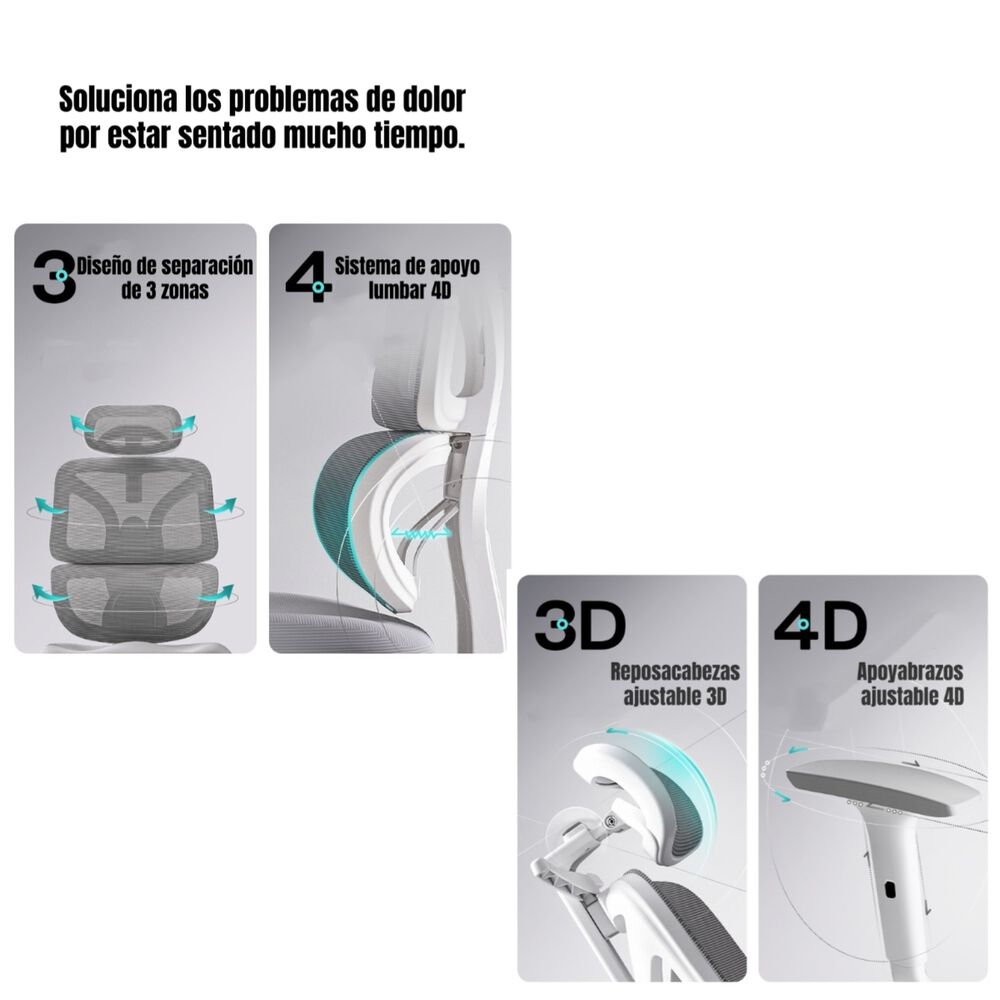 Silla De Escritorio Premium Con Apoya Pies Negra Lubabycas image number 4.0