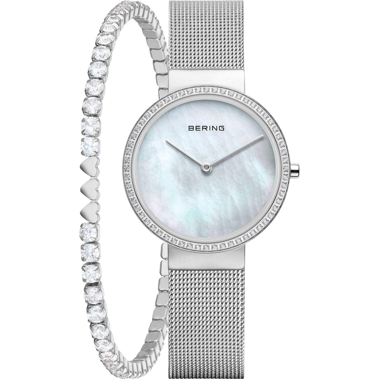 Set De Reloj Y Pulsera An&aacute;logo Mujer Bering Plateado image number 0.0