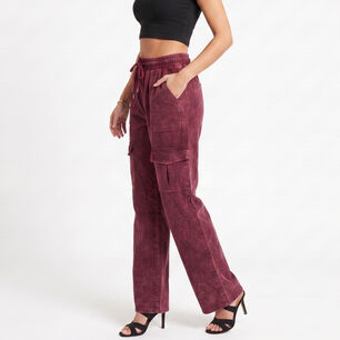 Buzo Acid Wash Cargo Wide Leg Mujer