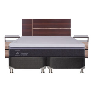 Box Spring Cic Ortopedic Advance / 2 Plazas / Base Dividida + Set De Maderas Enio