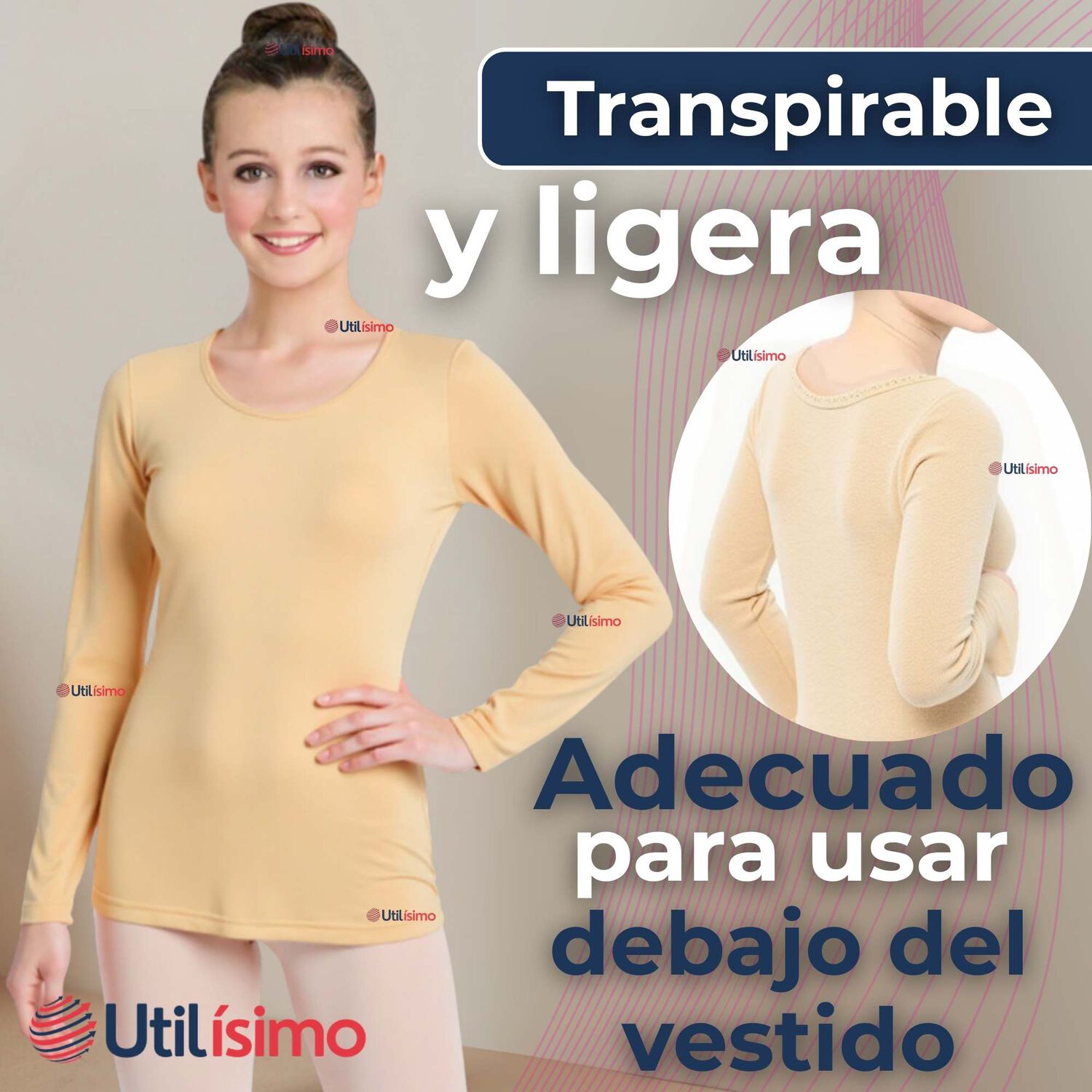 Pack 3 Camiseta El&aacute;stica Transpirable Manga Larga Nylon Segunda Piel image number 6.0