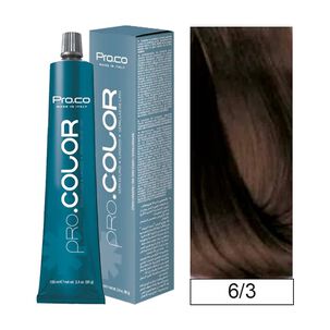 Pro.color - Tintura Permanente 6/3 Rubio Oscuro Dorado 100ml + Oxidante