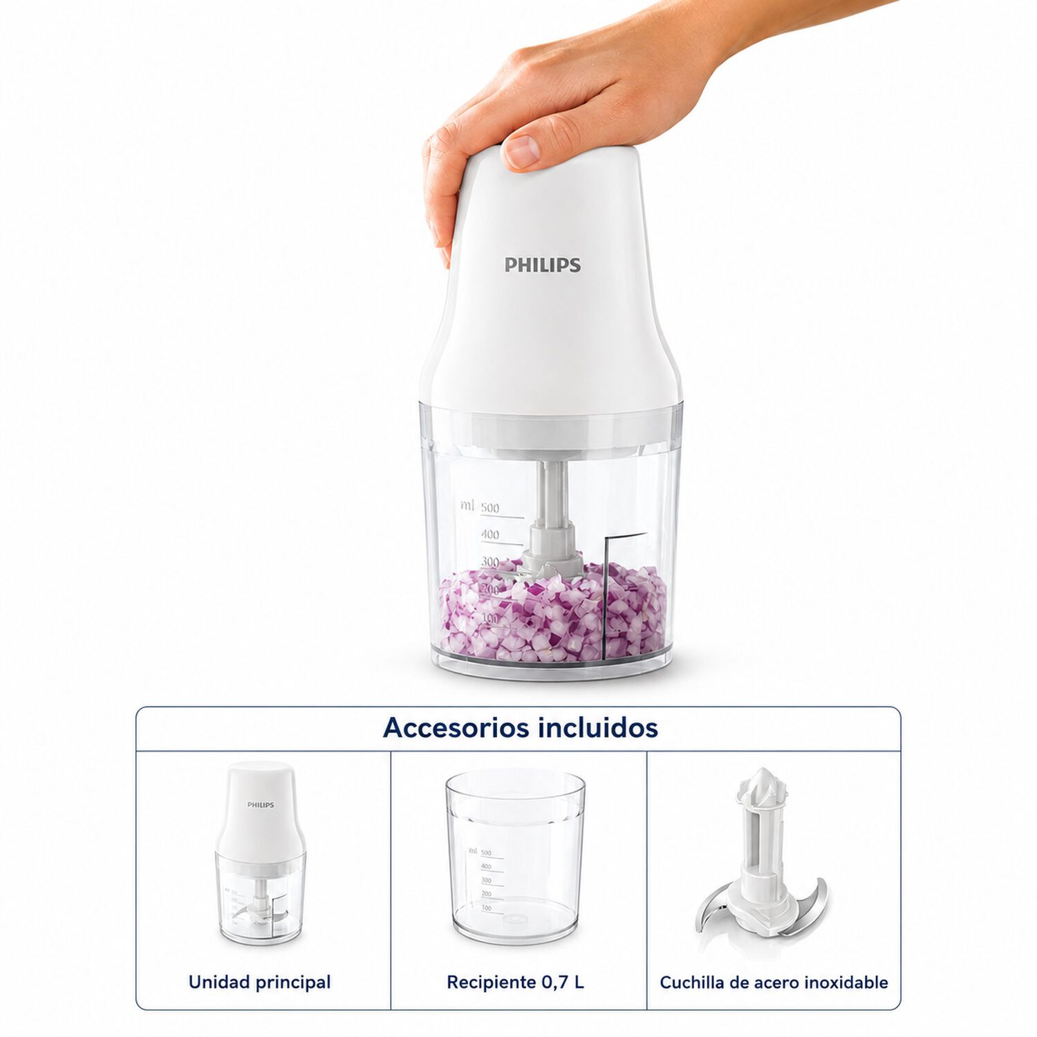 Picadora Philips Hr1393 Multifuncional 700ml - 450w - Inox image number 4.0