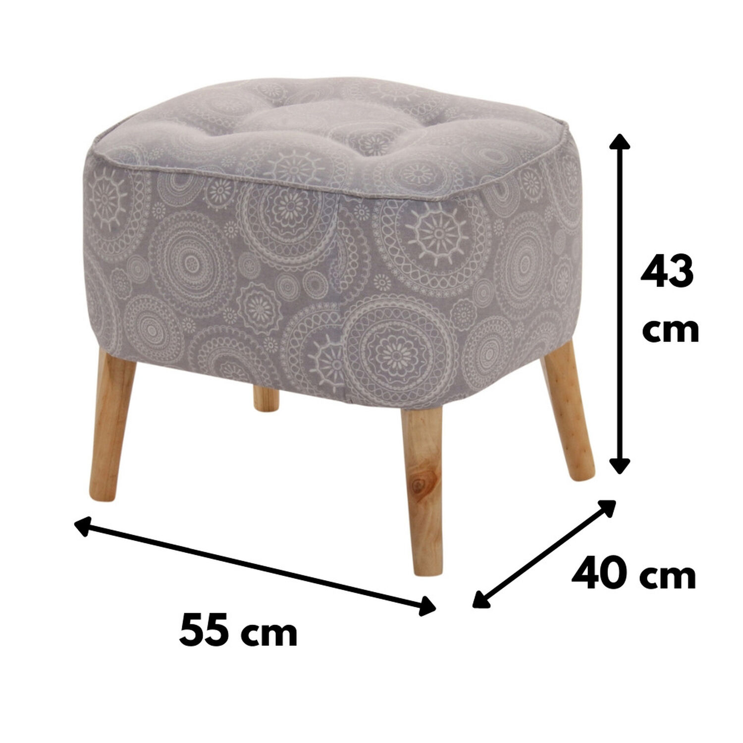 Pouf M&aacute;xima M&aacute;ndala Gris Estampado 55x45x45 Cm M&aacute;xima Design image number 3.0