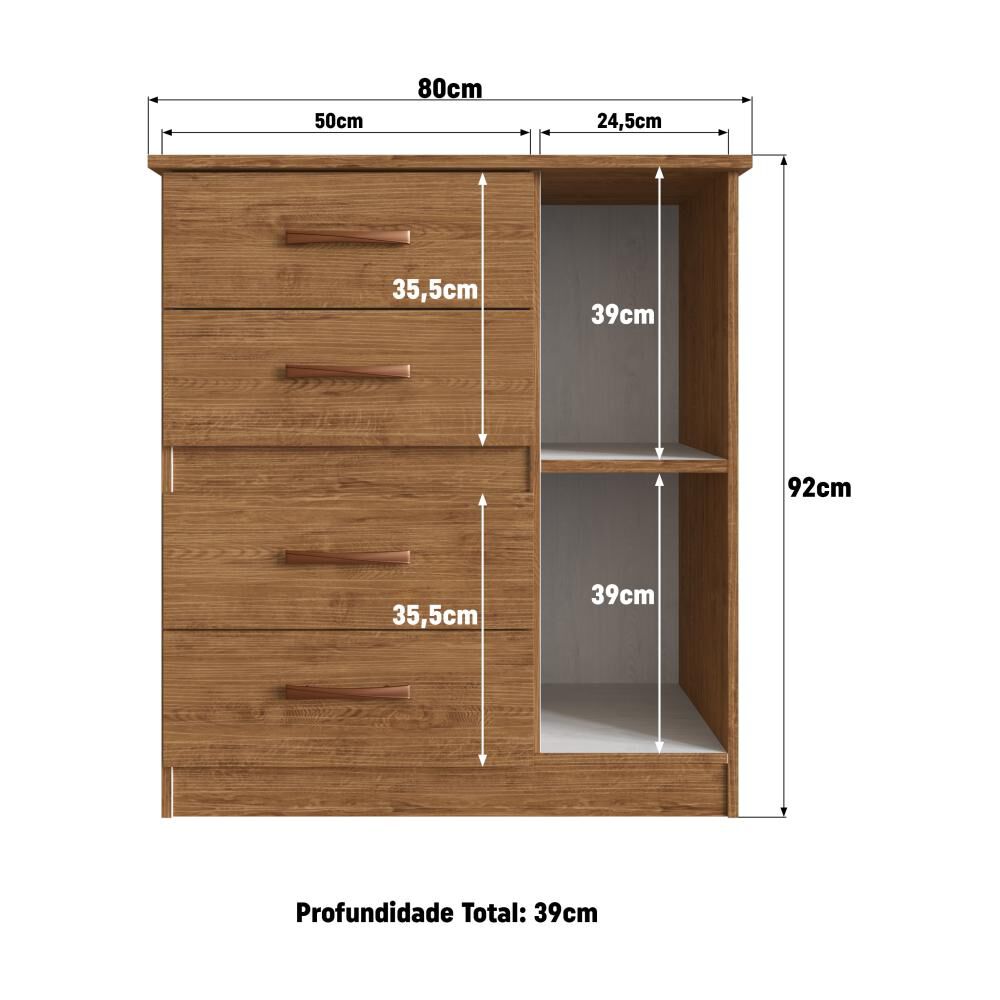 Cómoda Home Mobili Comoda 4 Cajones Caribe / 1 Puerta / 4 Cajones image number 5.0