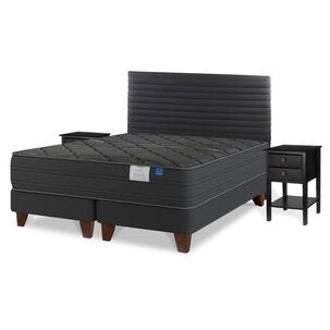 Cama Europea Flex Black / King / Base Dividida + Set De Maderas