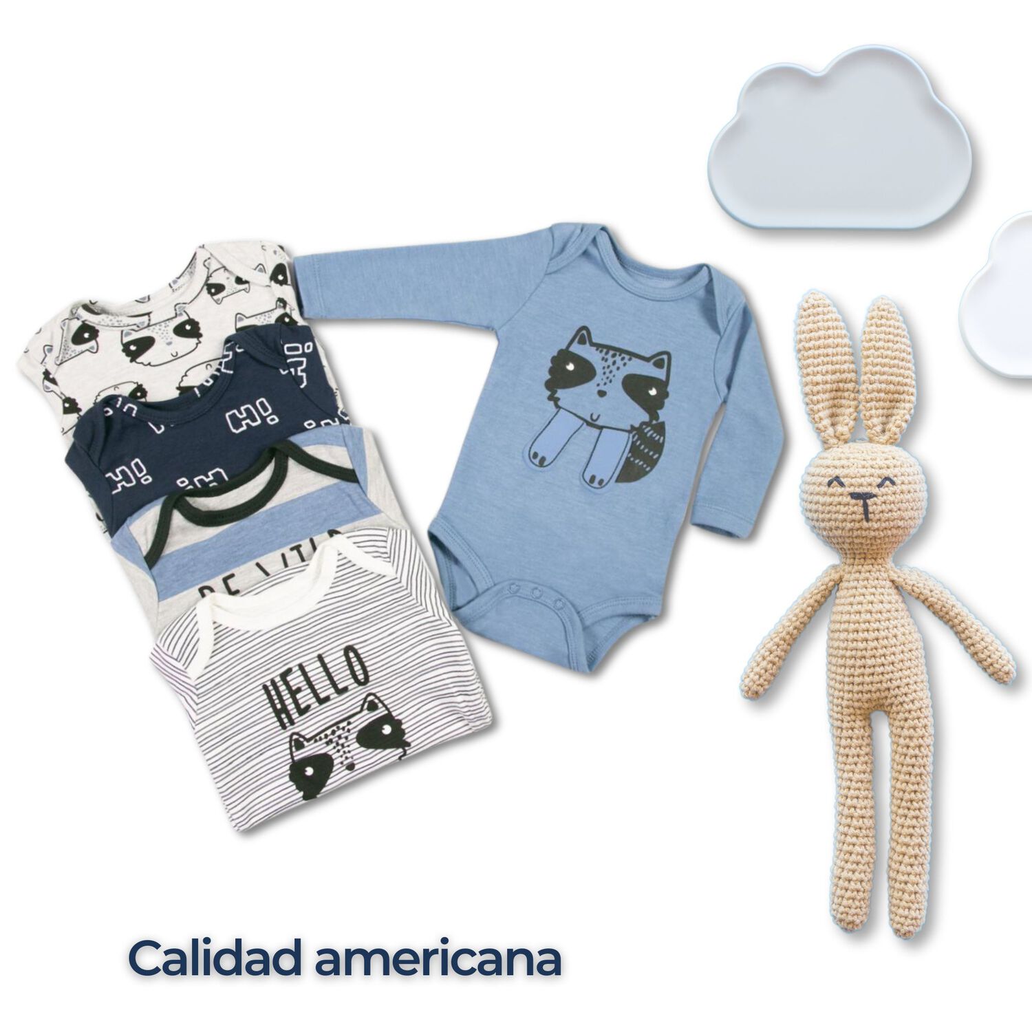 Pack 5 Bodys Ni&ntilde;o Manga Larga Tedmimak 100% Algod&oacute;n Racoon Wild image number 5.0