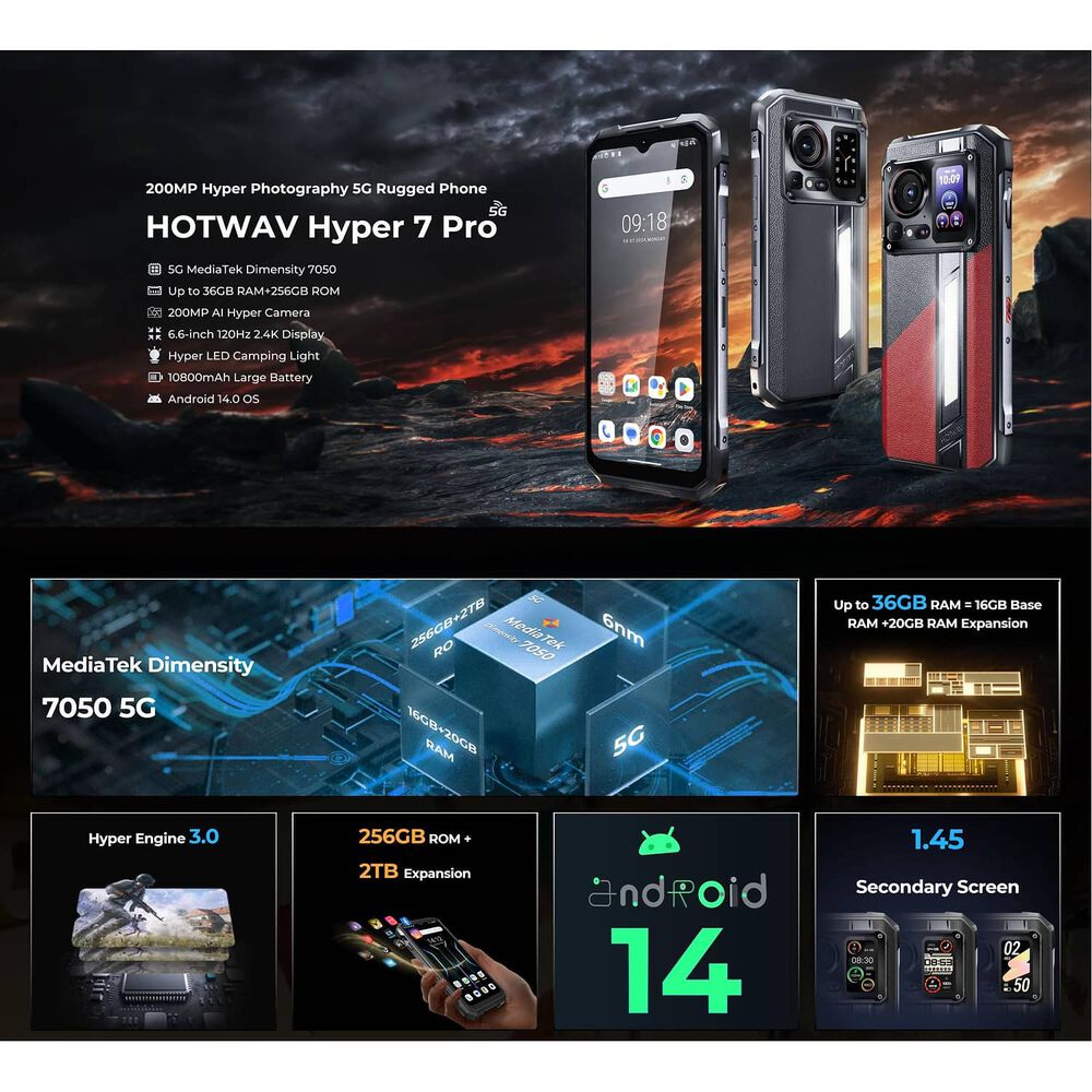 Hotwav Hyper 7 Pro - Smartphone Rugerizado Con 200mp Y Bater&iacute;a De 10.800mah image number 2.0