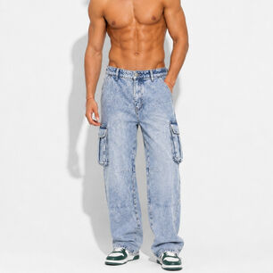 Pantal&oacute;n Jeans Cargo Baggy Hombre