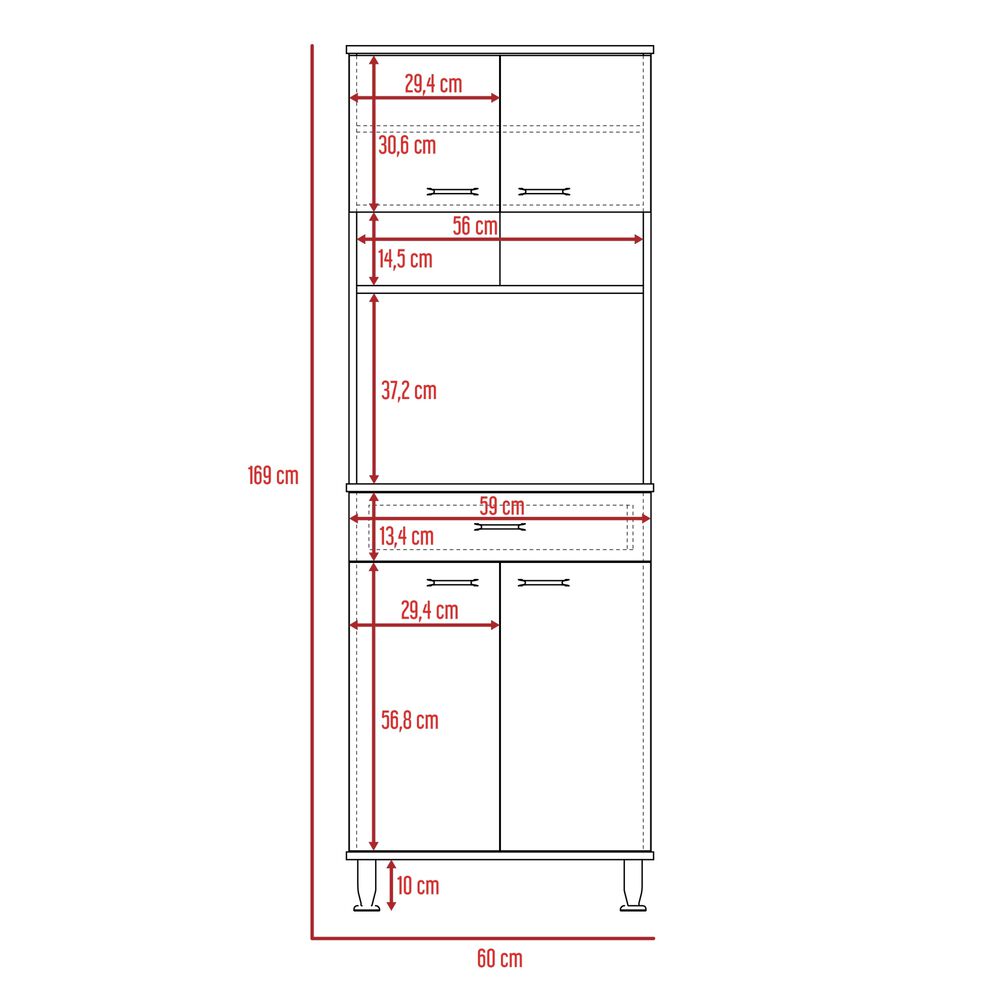 Mueble Microondas 4 Puertas 1 Cajon Fm-012b Blanco image number 8.0