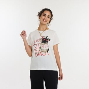 Polera Print Animales Manga Corta Cuello Redondo Mujer Freedom