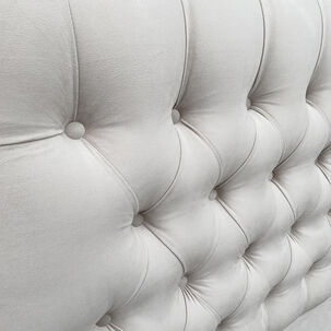 Respaldo De Cama Capitoné Premium Felpa Marfíl 1,5 Plazas