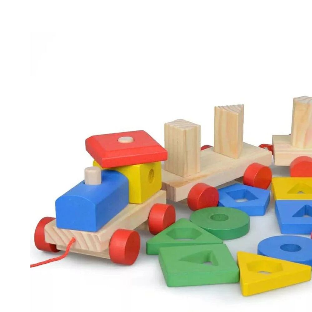 Tren De Encaje De Madera Con Figuras Geom&eacute;tricas De 38 Cm image number 0.0