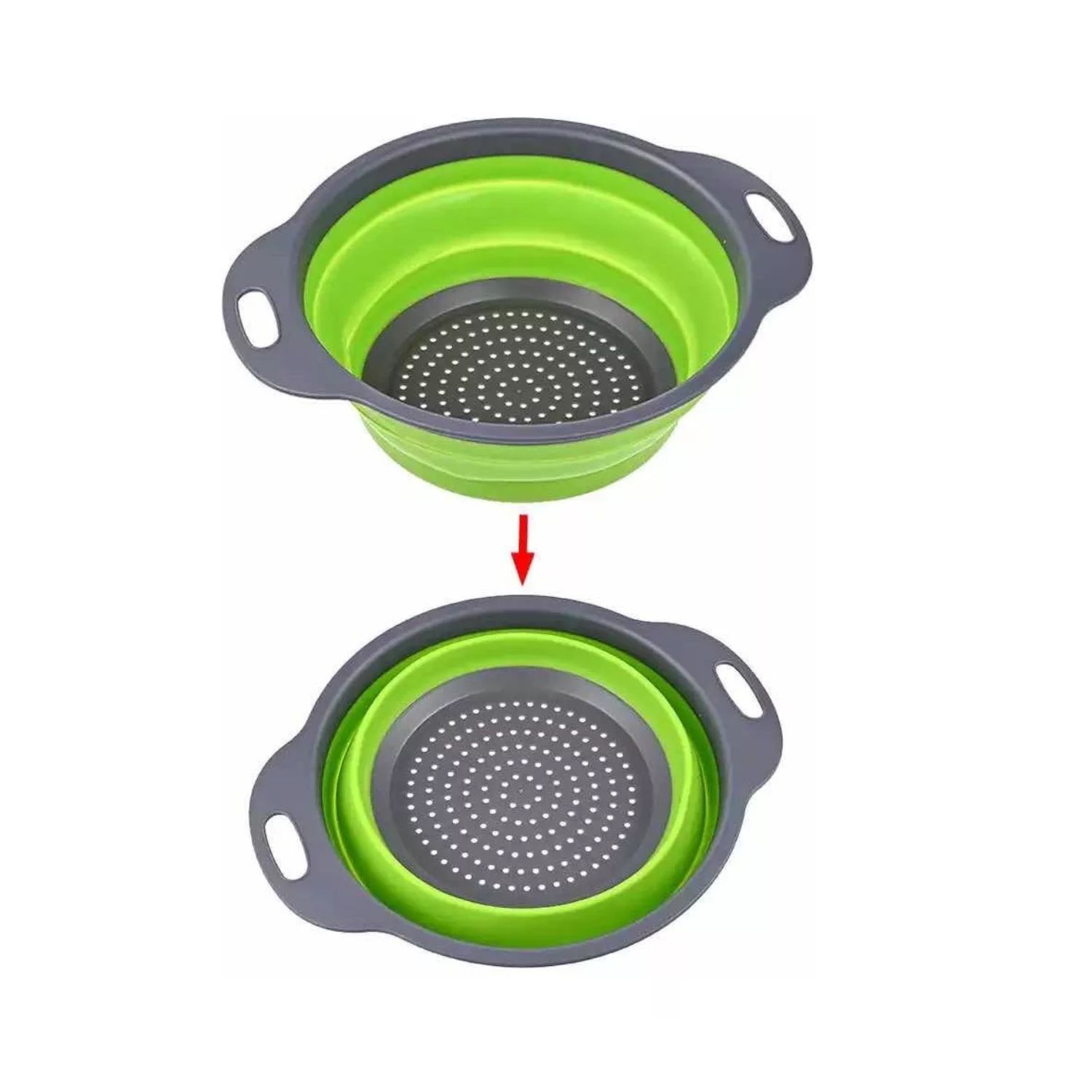 Colador Plegable Circular Verde 30cm Ideal Cocina Utensilio image number 1.0