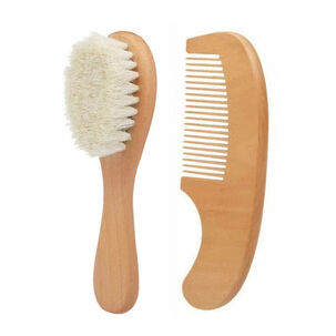 Kit Cepillo Peine Madera Cerdas Suaves Bebés Recien Nacidos