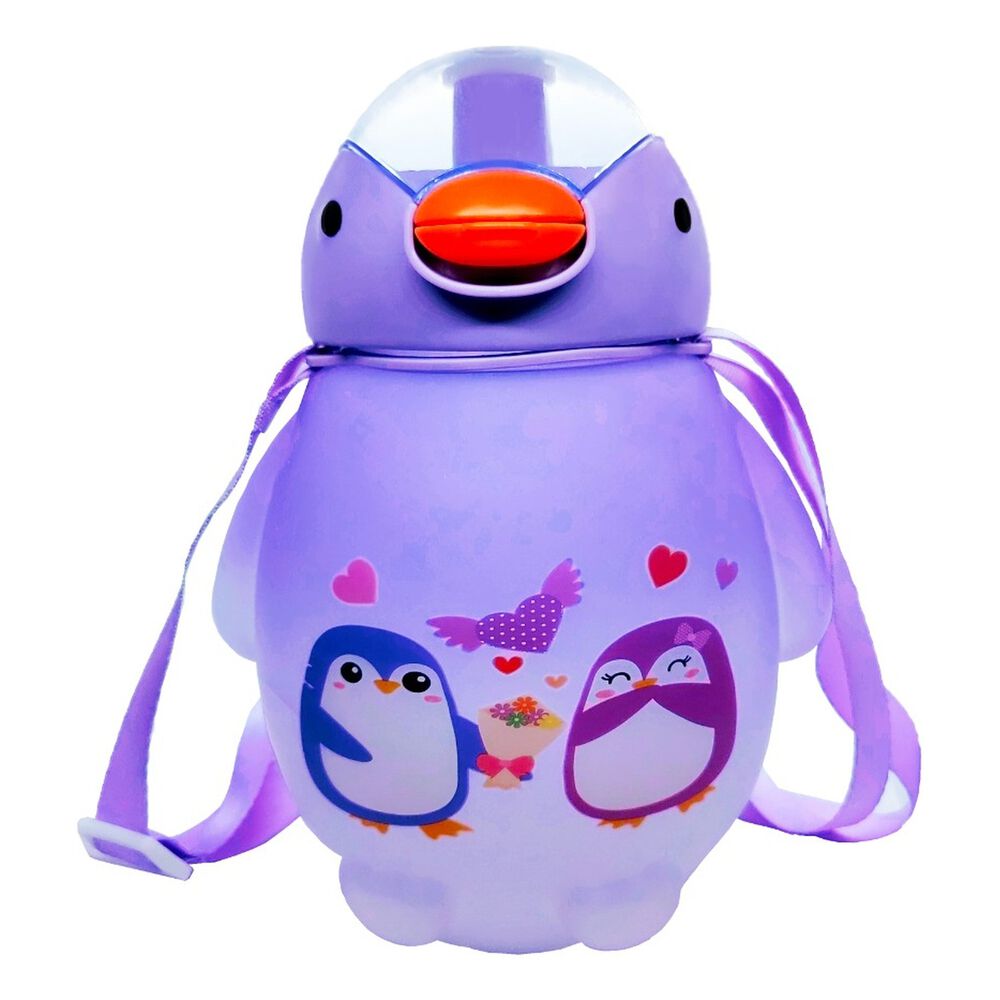 Botella Agua Kawaii 1500ml Morado Con Correa Y Stickers image number 0.0