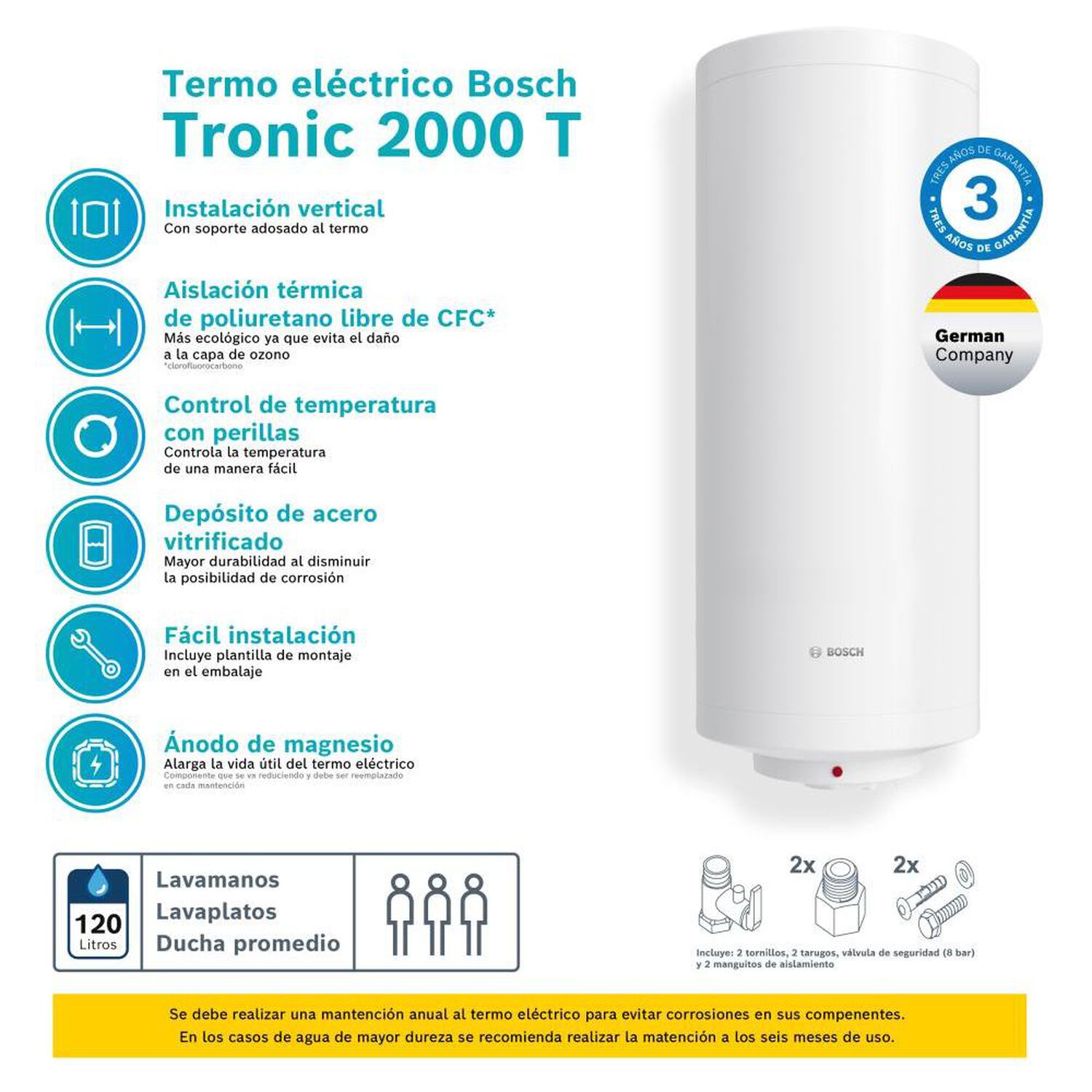 Termo El&eacute;ctrico Bosch Tr 2000T / 120 Litros image number 2.0