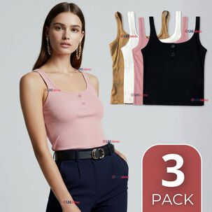 Pack 3 Camisetas Poleras 100% Algod&oacute;n B&aacute;sicas Lisa Mujer Colores Surtidos