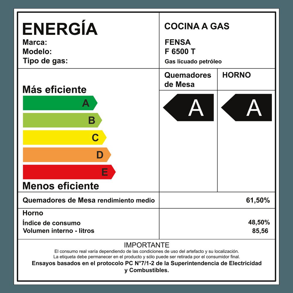 Cocina A Gas 5 Platos Fensa Cubierta Vidrio F 6500 T Negra image number 15.0