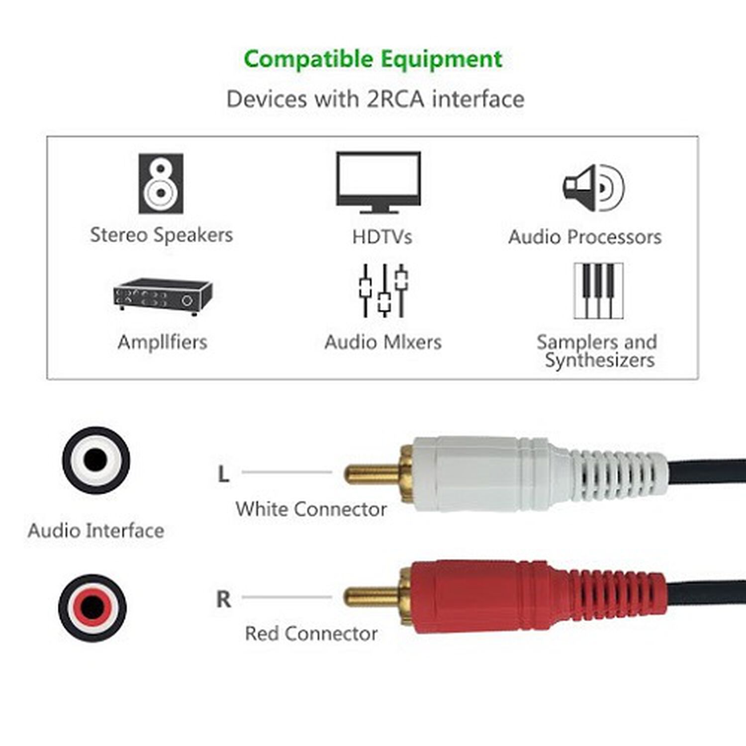 Cable Audio Rca A Jack 2 X 1 3.5 Mm Salida Auxiliar. Aux. Macho Plug image number 4.0
