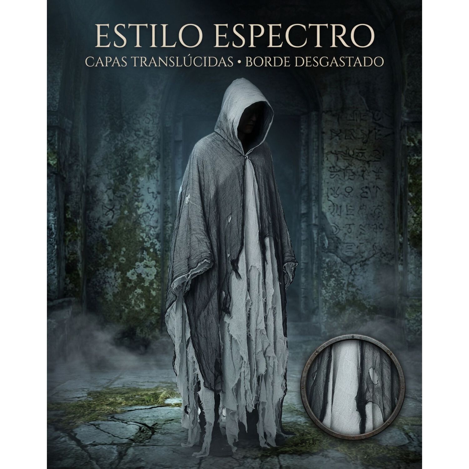 Disfraz T&uacute;nica Espectro Con Capucha Para Halloween Y Terror image number 9.0