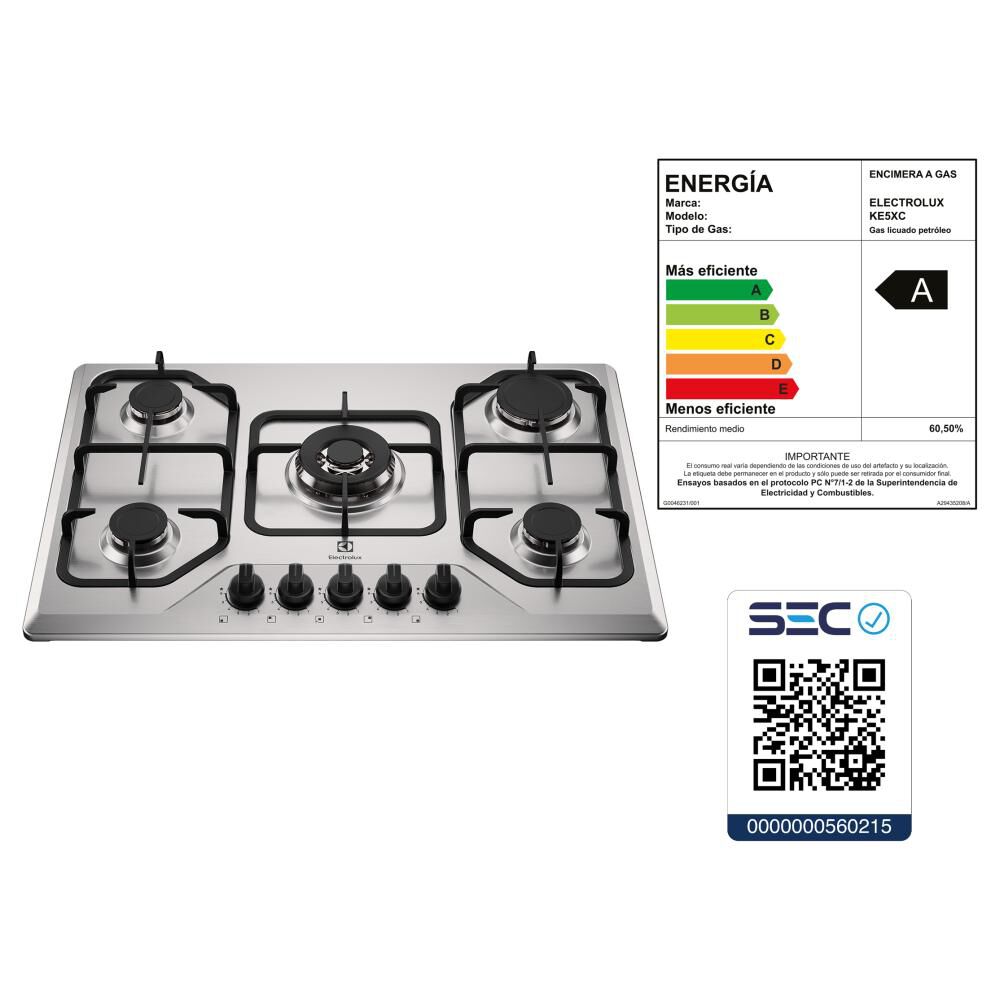 Encimera A Gas Electrolux KE5XC / 5 Quemadores image number 9.0