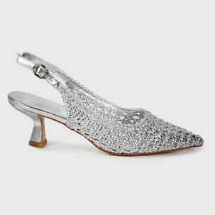 Sandalia Cuero Giovanela Plateado