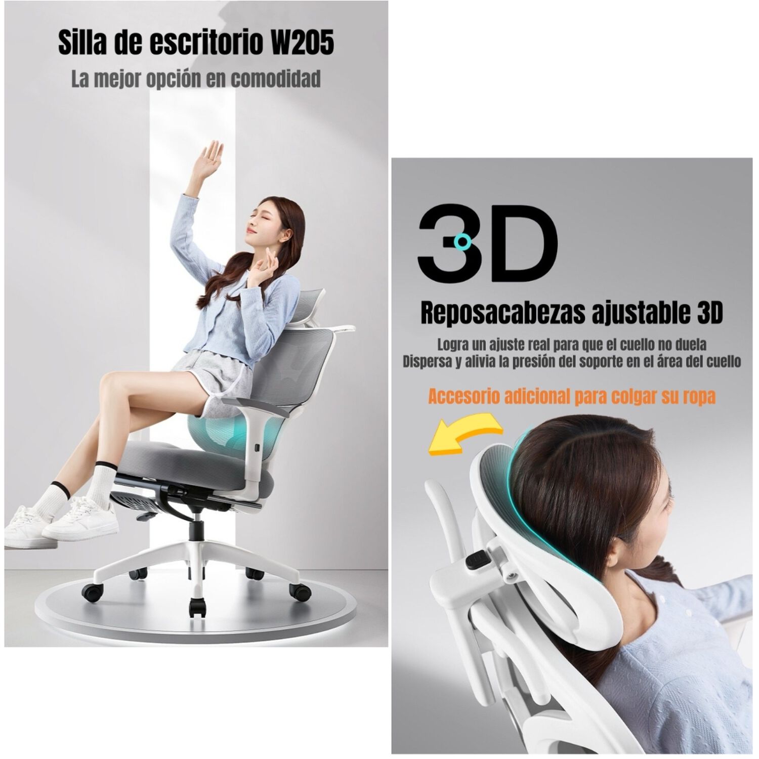 Silla De Escritorio W205 Con Apoya Pies Negra Lubabycas image number 3.0