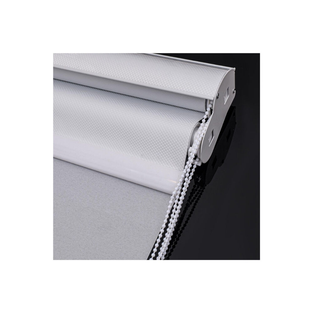 Cortina Roller Blackout Doble Tela 100x200 Con Cenefa Blanco Jaspeado image number 2.0