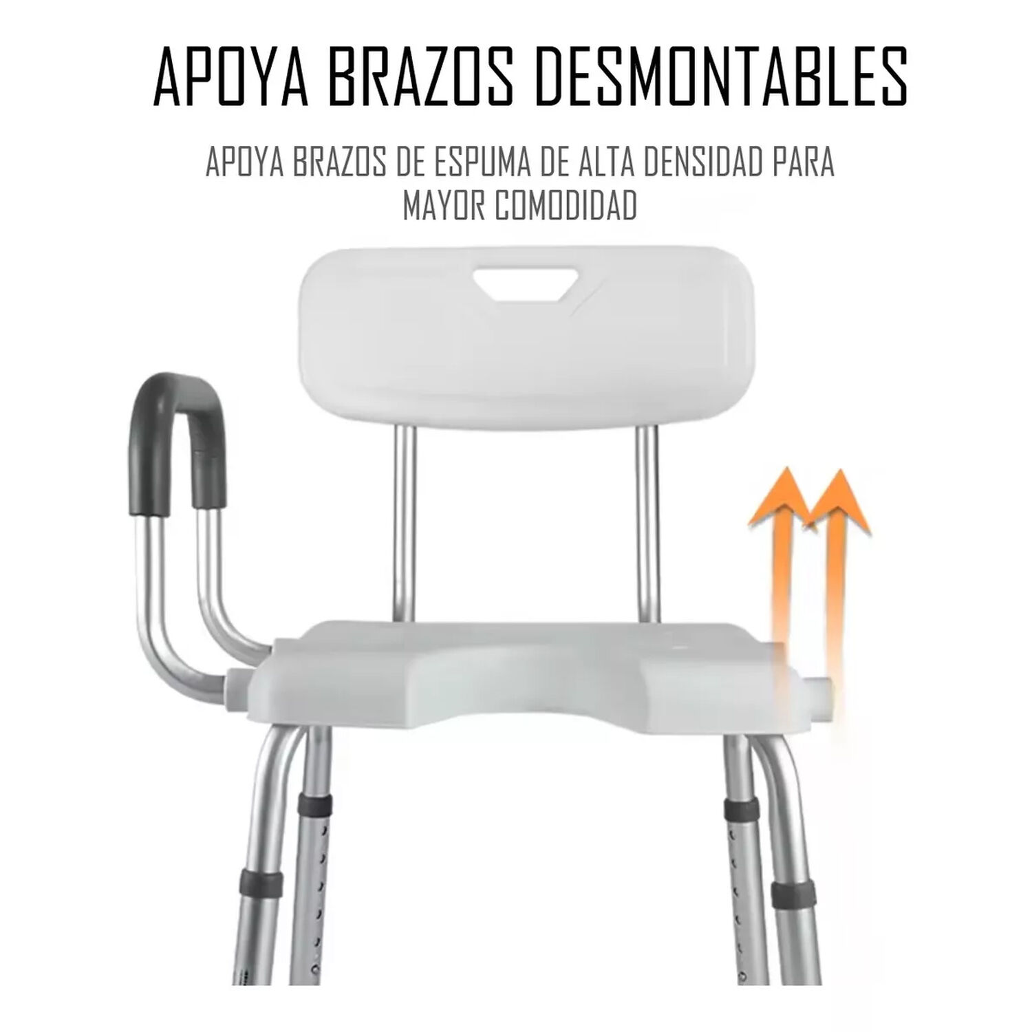 Silla De Ducha Para Ba&ntilde;o Aluminio Con Rebaje Y Apoyabrazos image number 1.0