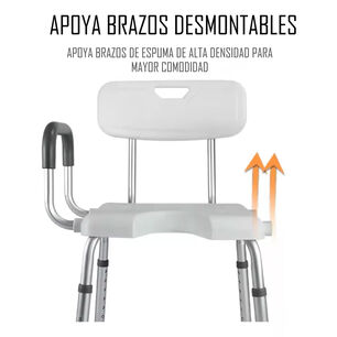 Silla De Ducha Para Ba&ntilde;o Aluminio Con Rebaje Y Apoyabrazos