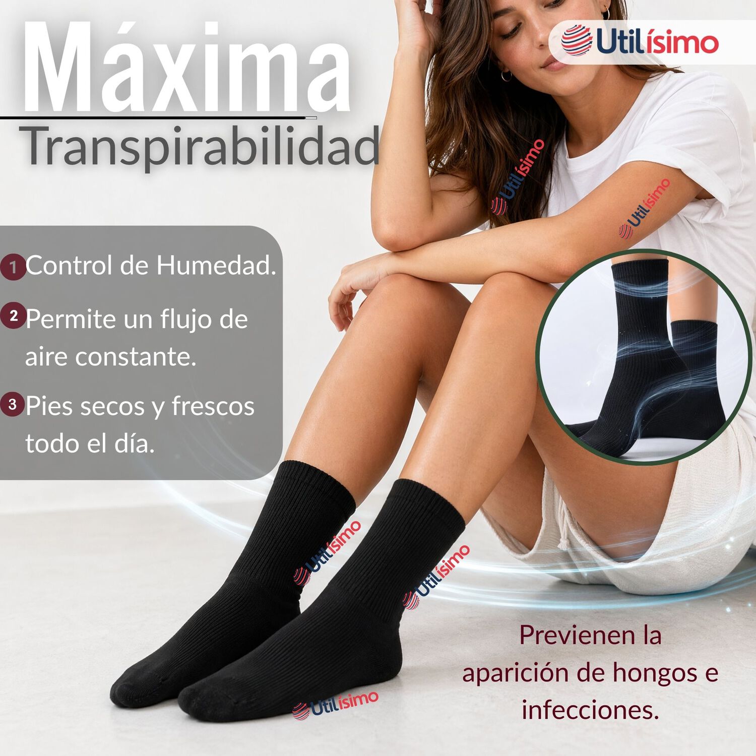 Pack 4 Pares Calcetines Diab&eacute;ticos Mujer Algod&oacute;n Suave Colores Surtidos Protecci&oacute;n image number 6.0