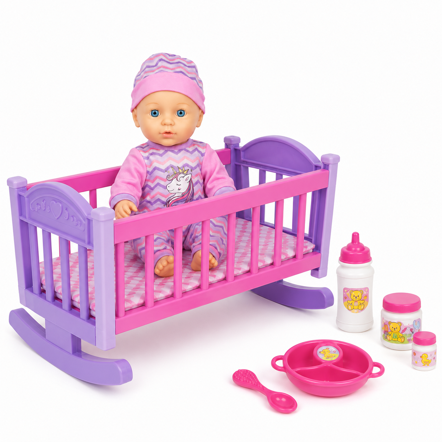 Mu&ntilde;eca Babydoll Bostecitos Abc Acc Con Cuna image number 1.0