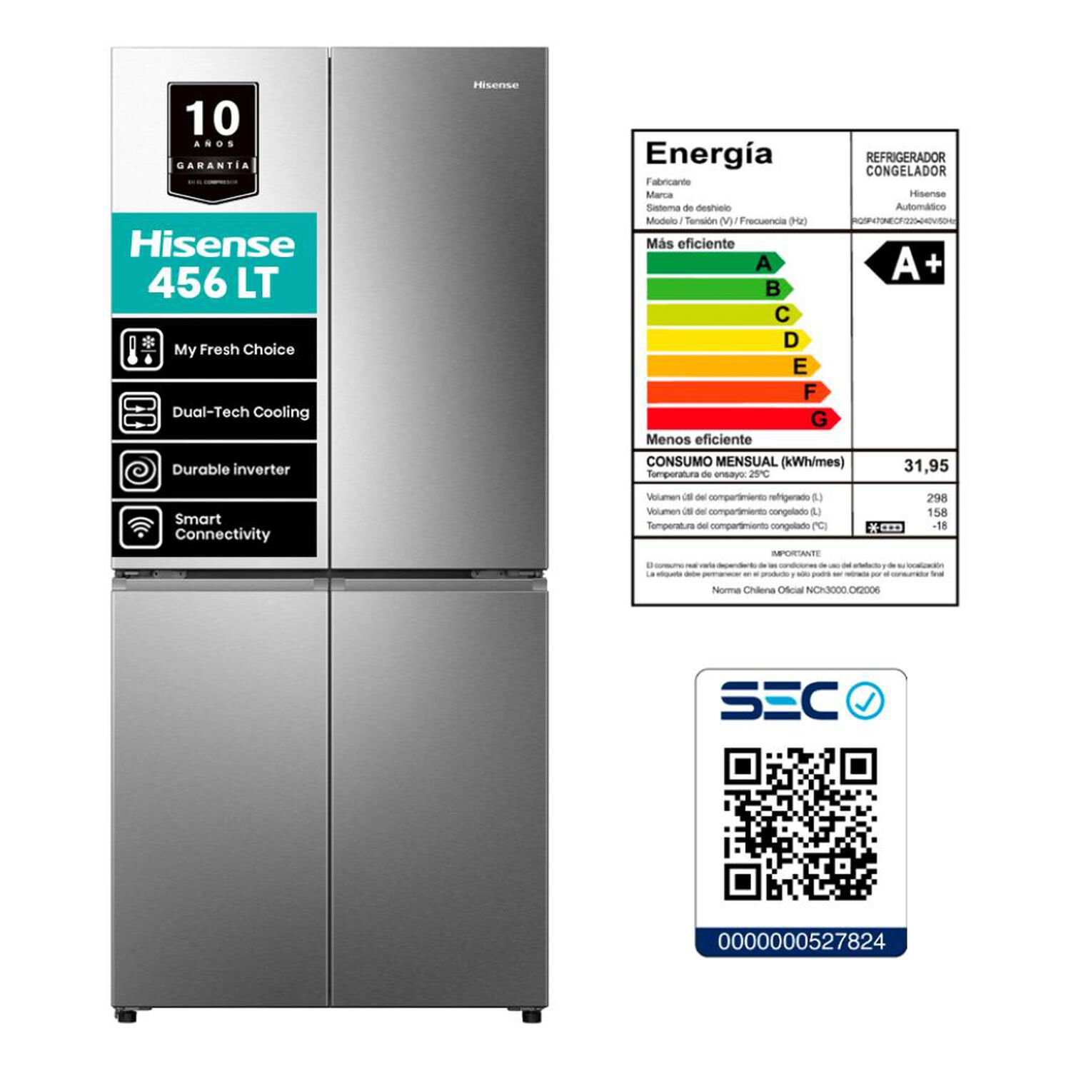 Refrigerador Side By Side Hisense RQ5P470NECF / No Frost / 456 Litros / A+ image number 16.0