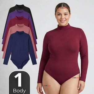 Body Manga Larga Bamb&uacute; Cuello Alto Beatle Mujer Colores Surtidos