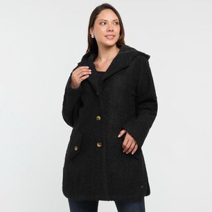 Chaqueta Abotonada Regular Cuello Alto Con Capucha Mujer Sexy Large