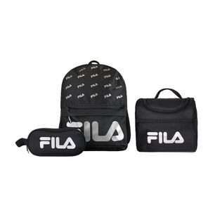 Set Fila Mochila 16lts Urbanix + Lonchera T&eacute;rmica + Estuche Spark Negro-silver