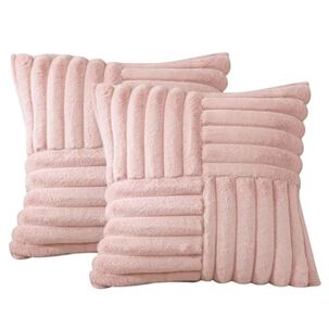 Pack De 02 Fundas De Coj&iacute;n Pelo De Conejo De Imitaci&oacute;n 45x45 Rosa