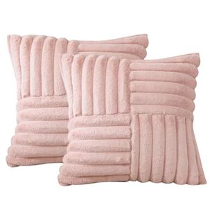 Pack De 02 Fundas De Coj&iacute;n Pelo De Conejo De Imitaci&oacute;n 45x45 Rosa