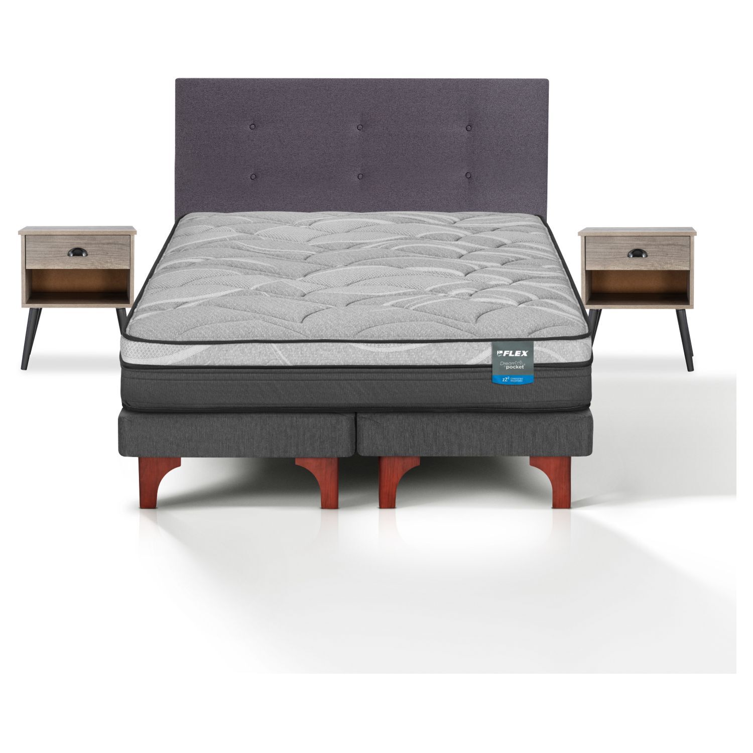 Cama Europea Flex Dream Pocket / 2 Plazas + Set De Maderas image number 0.0