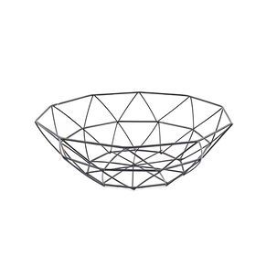 Frutero Canasto Met&aacute;lico Redondo 27cm Cocina Dise&ntilde;o Tri&aacute;ngulos