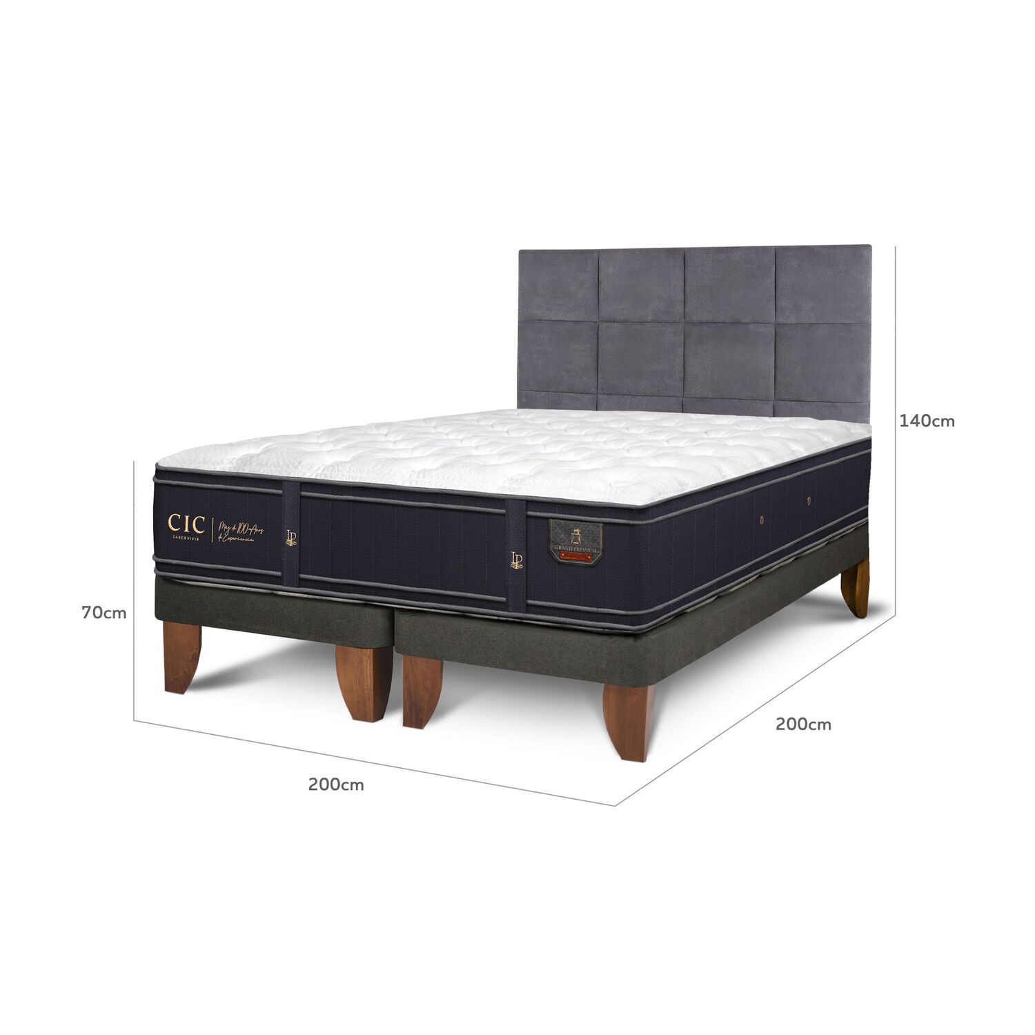 Cama Europea Cic Grand Premium / Super King / Base Dividida + Respaldo image number 2.0