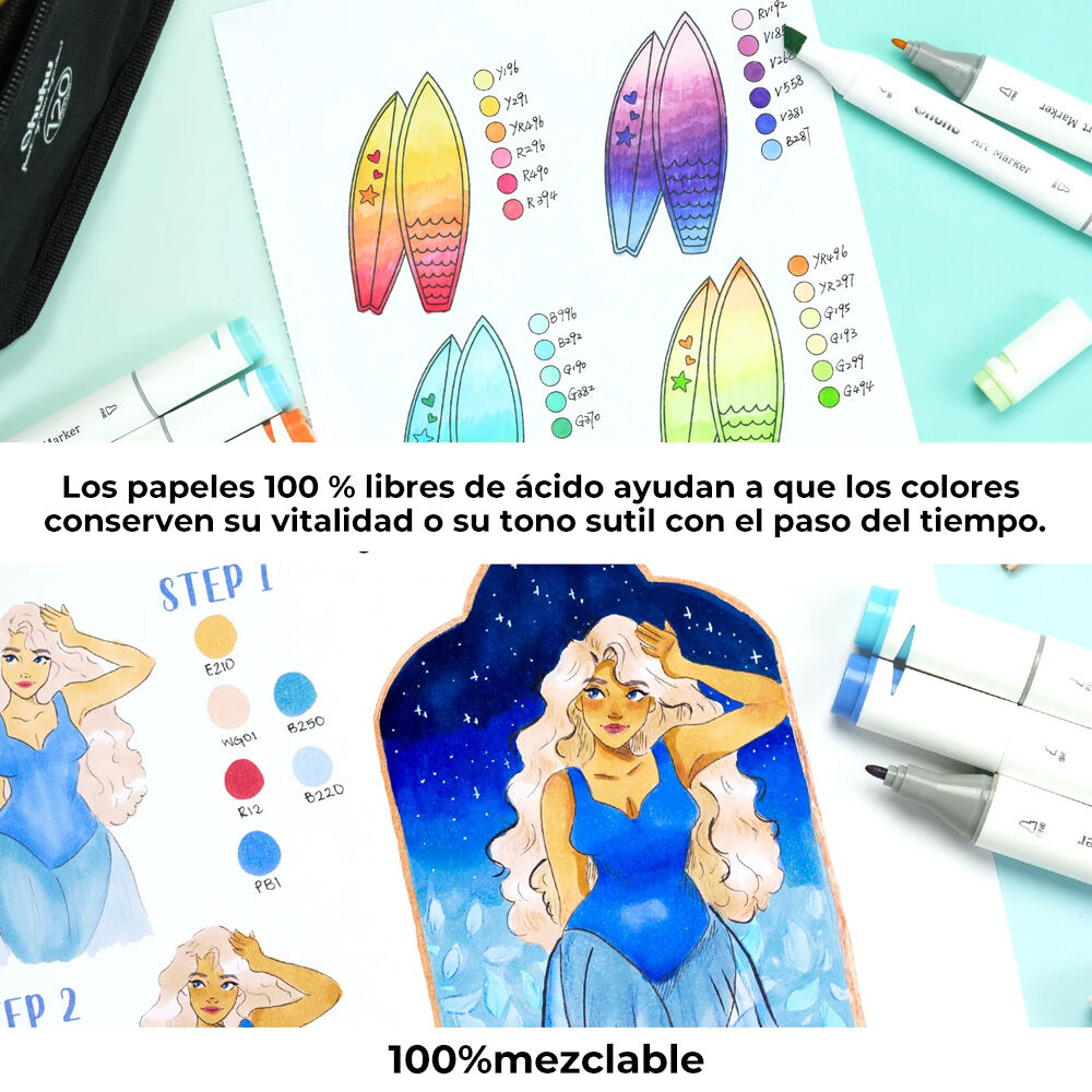 Ohuhu Block Anillado En Espiral (25.4x19.3cm,60 Hojas,150g) image number 8.0