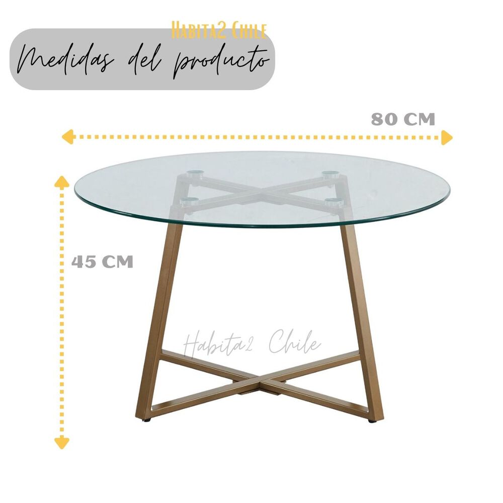 Mesa De Centro Gold Con Tope De Vidrio Y Patas Metalicas Doradas image number 1.0