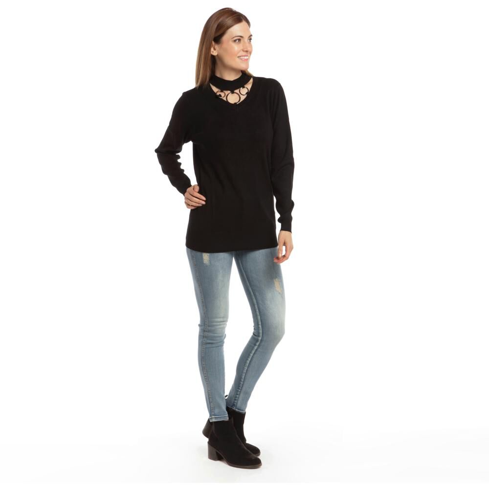 Sweater Liso Cuello V Mujer Bny"S image number 2.0