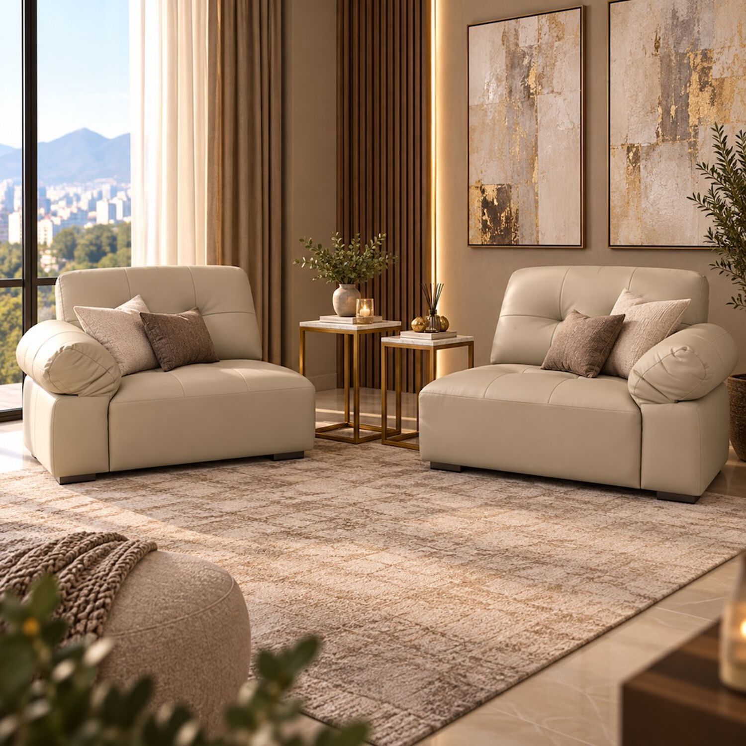 Sof&aacute; Modular Para Living 4 Personas Cl&aacute;sico G&eacute;nova Crema image number 1.0