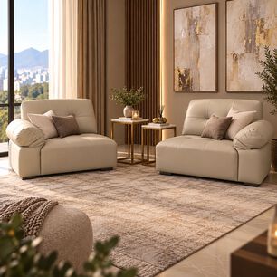 Sof&aacute; Modular Para Living 4 Personas Cl&aacute;sico G&eacute;nova Crema