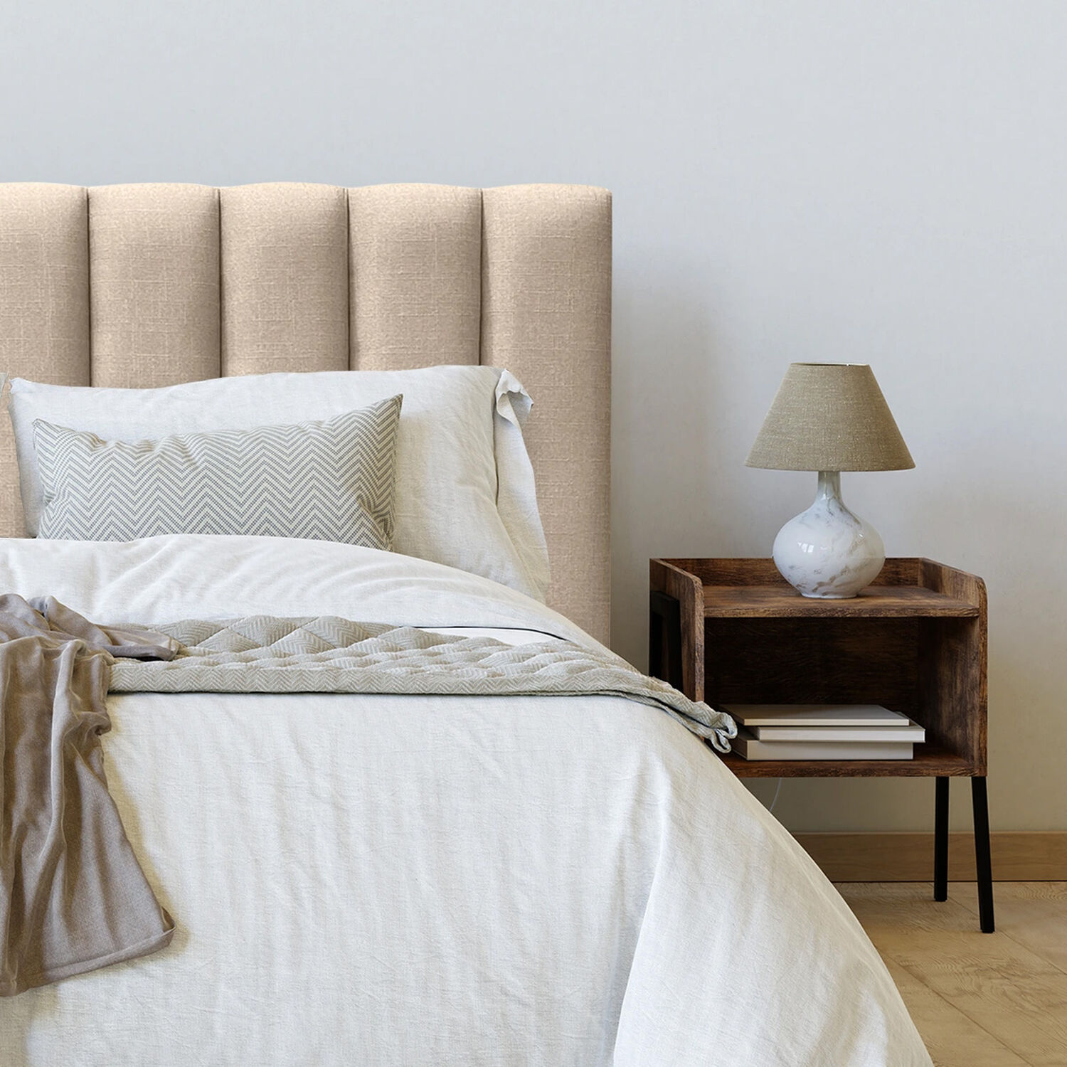 Respaldo De Cama Tubular Vertical Lino Beige 1,5 Plazas image number 0.0