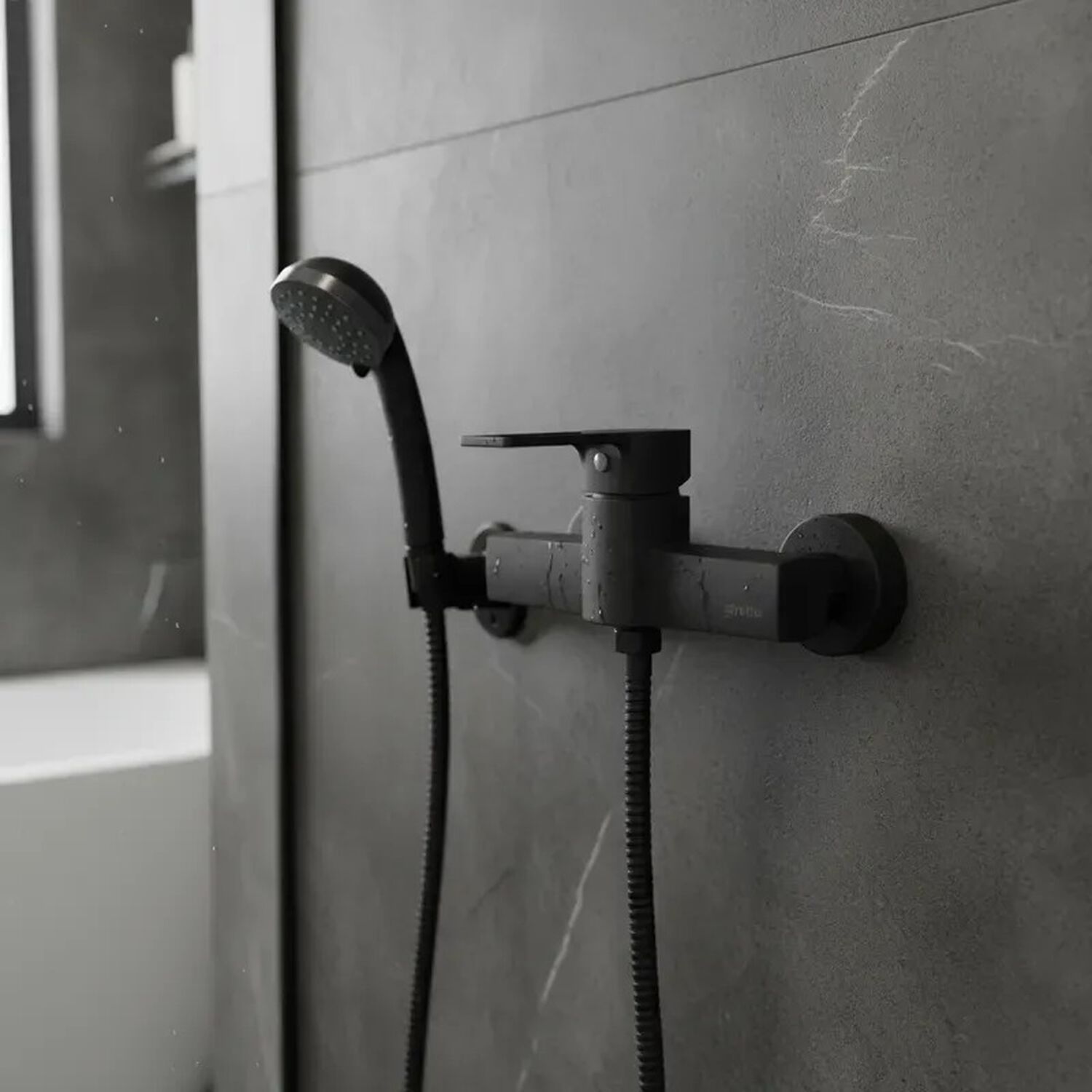 Monomando Llave Grifo Para Ducha Modelo Alatri Marca Stretto Color Negro Mate image number 4.0