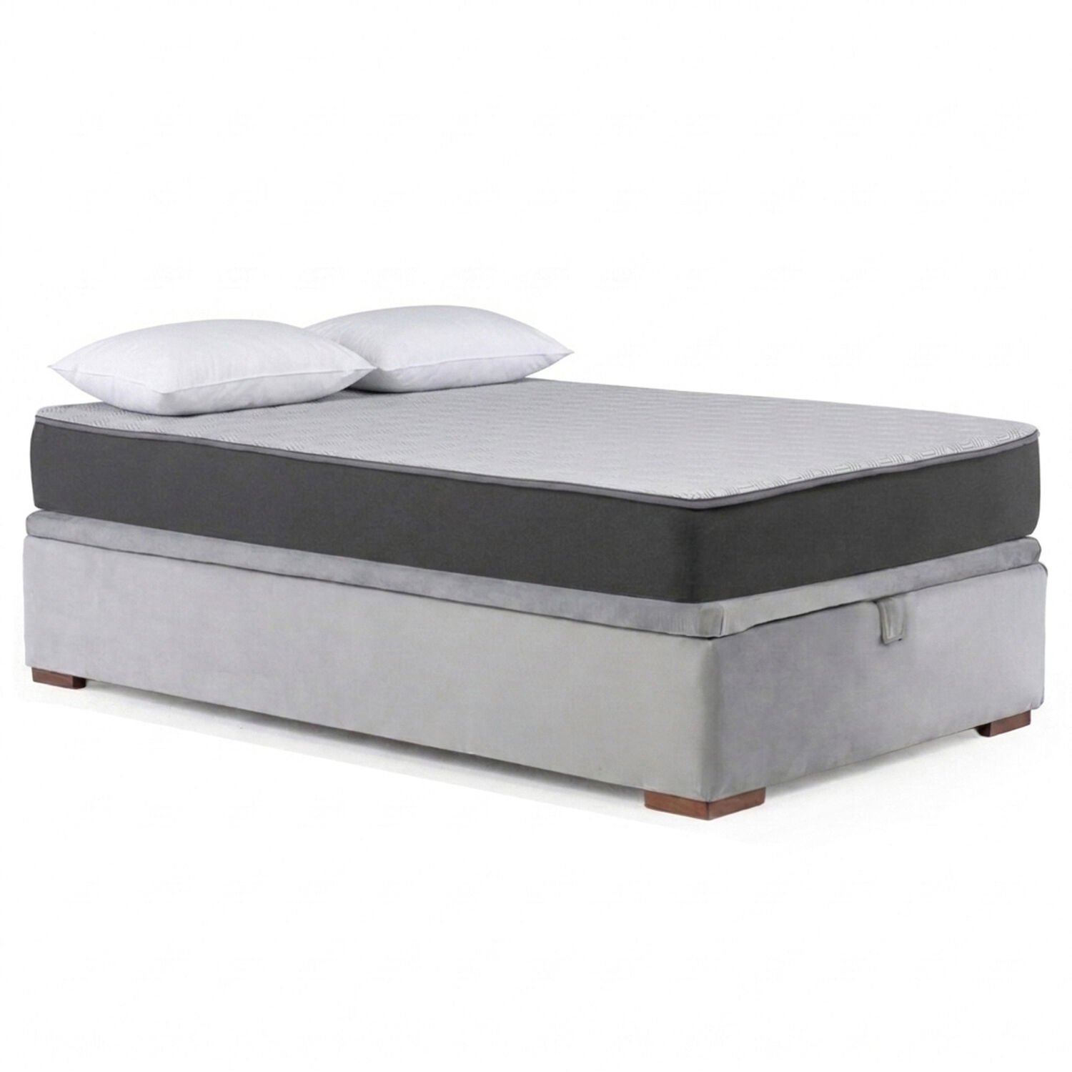 Cama Funcional Baul Full 1.35 Mt Colchon Comprimido New Top + 2 Almohadas Tela Gris image number 7.0